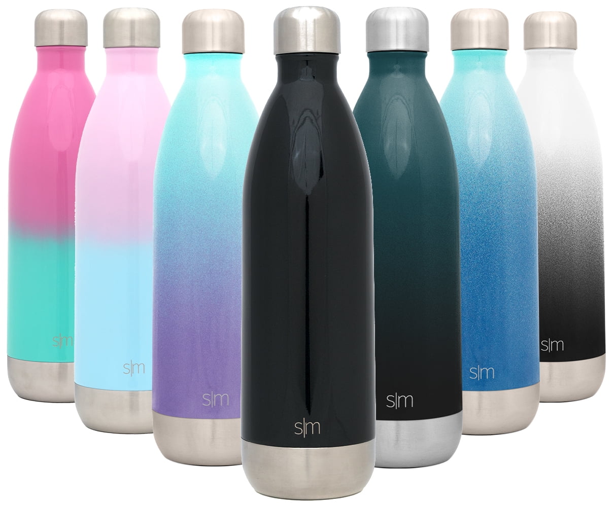 Simple Modern Water Bottle with Straw, Handle, and Chug Lid Vacuum Insulated Stainless Steel Bottles | Leak Proof | Summit | 40oz, Midnight Black