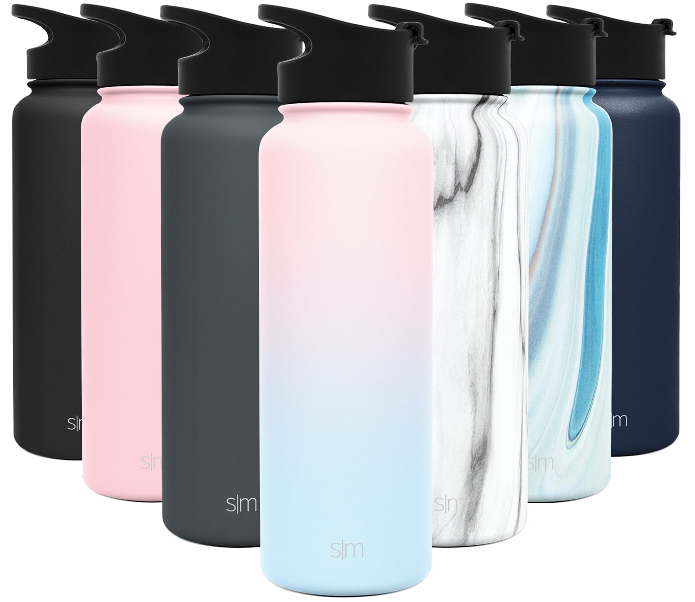 Simple Modern 40 Oz. Summit Water Bottle - Stainless Steel Tumbler Metal  Flask with 2 Lids - Wide Mouth Double Wall Vacuum Insulated Leakproof  Ombre: Sweet Taffy 