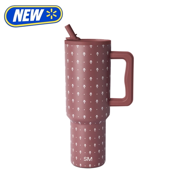 Simple Modern 40 fl oz Insulated Stainless Steel Trek Tumbler with Folding Straw Lid|Mauve Meadow