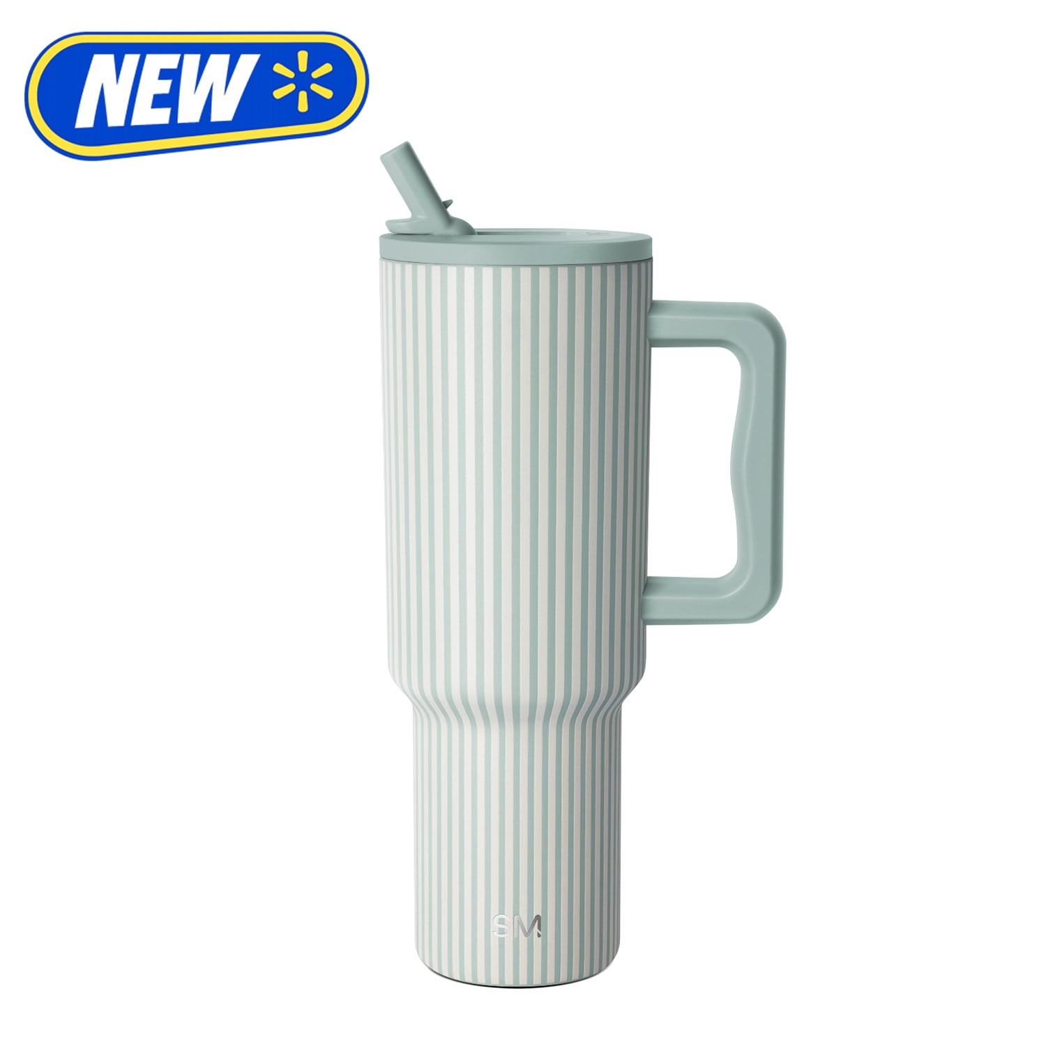 Simple Modern 40 fl oz Insulated Stainless Steel Trek Tumbler with Folding Straw Lid|Sage Stripes