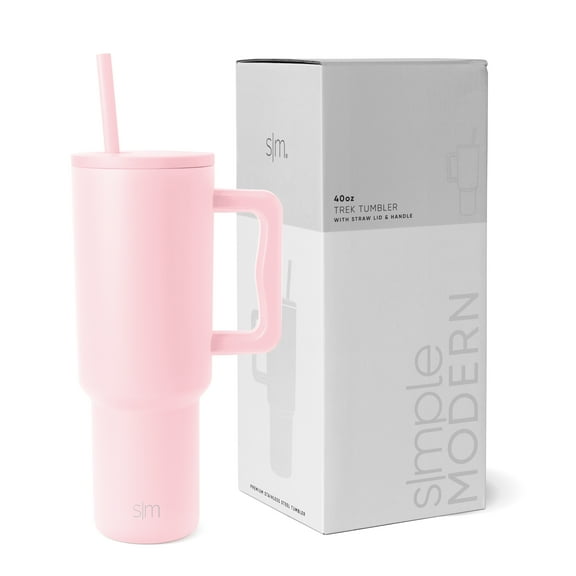 Simple Modern 40 fl oz Insulated Stainless Steel Trek Tumbler with Straw Lid | Blush