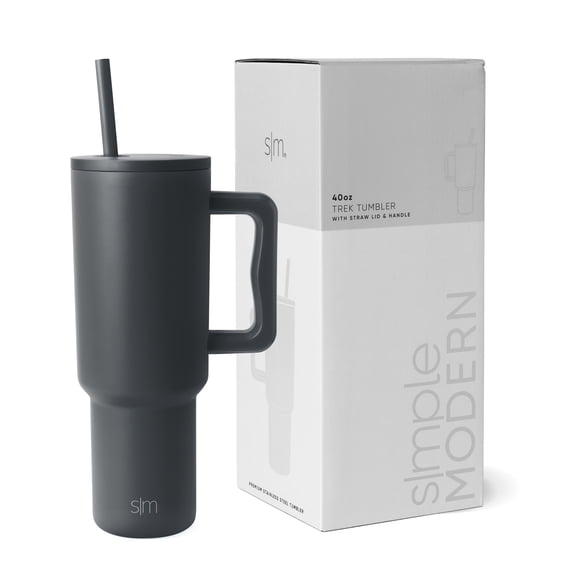 Simple Modern 40 fl oz Insulated Stainless Steel Trek Tumbler with Straw Lid | Graphite
