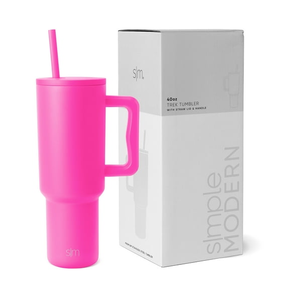 Simple Modern 40 fl oz Insulated Stainless Steel Trek Tumbler with Straw Lid | Raspberry Vibes