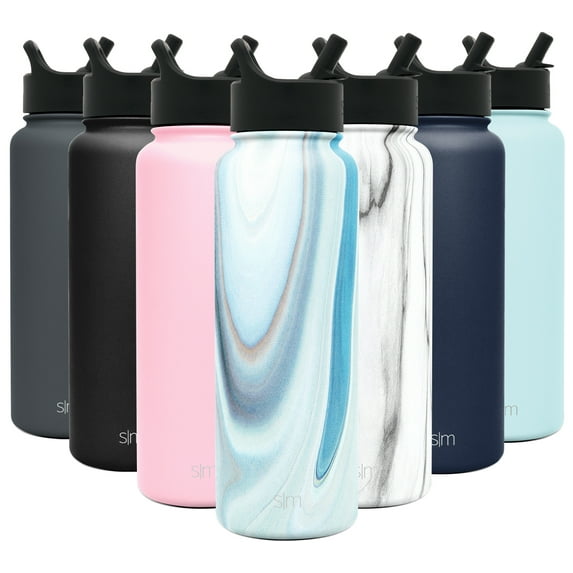 Simple Modern 40 oz Summit Water Bottle with Straw Lid - Gifts for Men & Women Hydro Vacuum Insulated Tumbler Flask Double Wall Liter - 18/8 Stainless Steel Pattern: Ocean Quartz