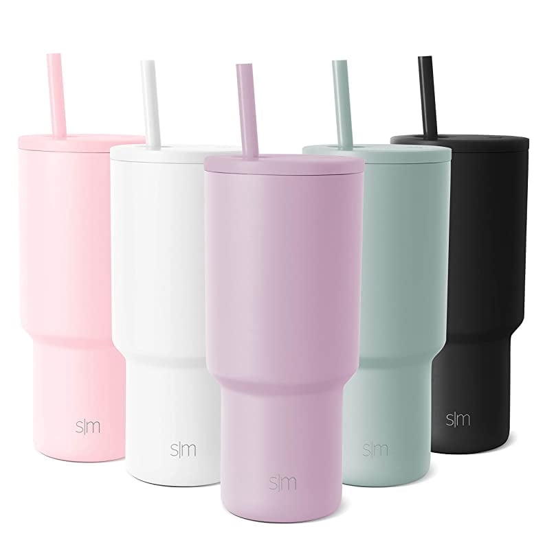Simple Modern 40 oz Tumbler with Handle and Straw Lid | Insulated Reusable Stainless Steel Water Bottle Travel Mug Iced Coffee Cup | Gifts for Women Men Him Her | Trek Collection | 40oz | Almond Birch