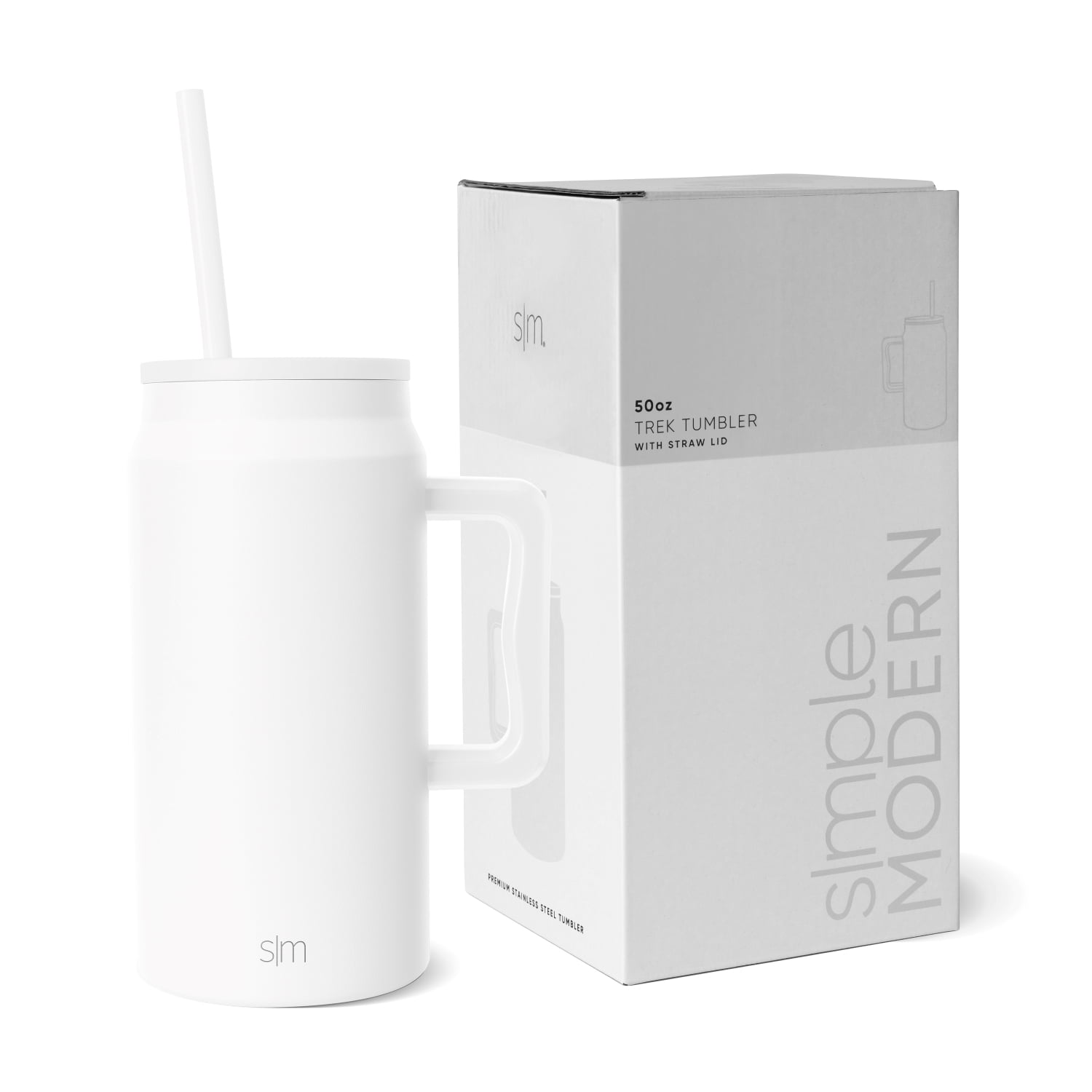 Simple Modern 50 fl oz Insulated Stainless Steel Trek Tumbler with Straw Lid | Winter White
