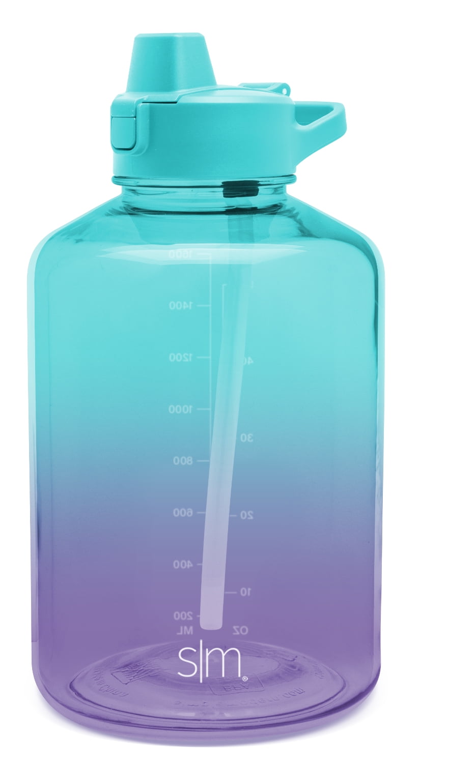 Simple Modern Half Gallon 64 oz Water Bottle with Push Button Silicone  Straw Lid & Motivational Measurement Marker