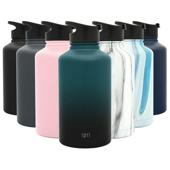 Simple Modern 64 Oz. Summit Water Bottle - Stainless Steel Half Gallon Flask with 2 Lids - Wide Mouth Double Wall Vacuum Insulated Leakproof Ombre: Moonlight