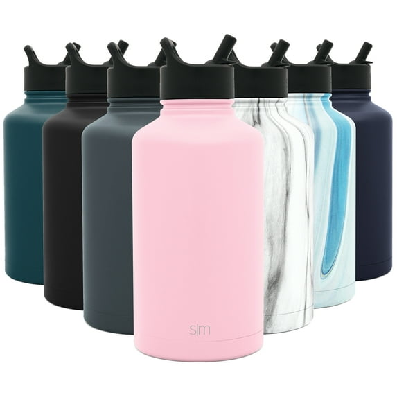 Simple Modern 64 oz Summit Water Bottle with Straw Lid - Hydro Vacuum Insulated Flask Double Wall Half Gallon Chug Jug - 18/8 Stainless Steel -Blush