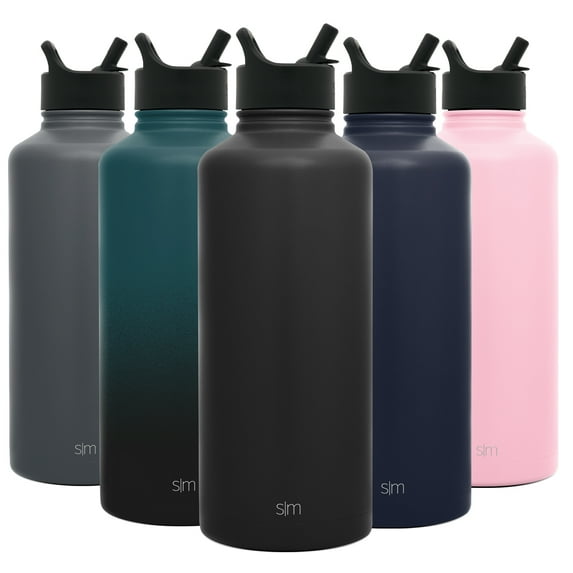 Simple Modern 84 oz Summit Water Bottle with Straw Lid - Hydro Vacuum Insulated Flask Double Wall Half Gallon Chug Jug - 18/8 Stainless Steel - Midnight Black