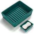 thumbnail image 1 of Simple Modern Ceramic Soap Dish for Bathroom Sink, Decorative Soap Holder, Soap Bar Holder with Higher Draining Ridges for Shower, Kitchen, Easy to Clean (Dark Green), 1 of 8