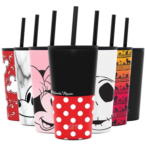 Simple Modern Disney 16oz Classic Tumbler with Straw Lid & Flip Lid - Travel Mug Gift Vacuum Insulated Coffee Beer Pint Cup - 18/8 Stainless Steel Water Bottle Disney