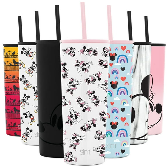 Simple Modern Disney 24oz Classic Tumbler with Straw Lid & Flip Lid - Travel Mug Gift Vacuum Insulated Coffee Beer Pint Cup - 18/8 Stainless Steel Water Bottle Disney