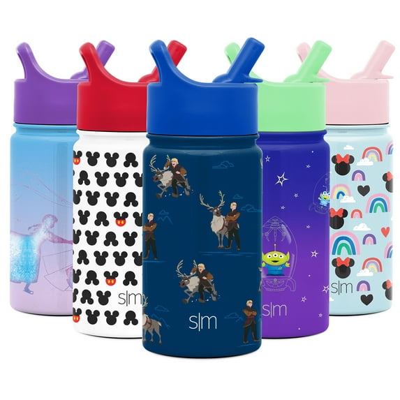 Simple Modern Disney Character Insulated Water Bottle with Straw Lid Reusable Wide Mouth Stainless Steel Flask Thermos, 14oz