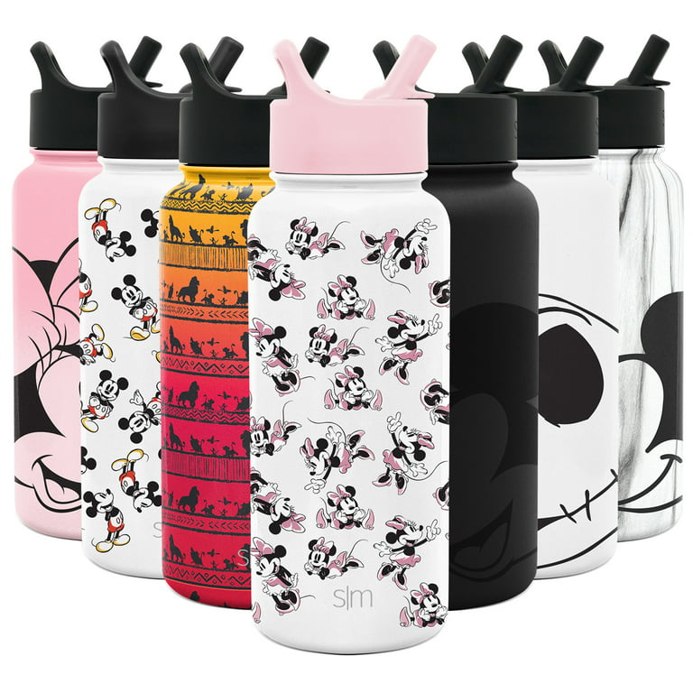 Simple Modern Summit 32 oz Gray and Black Mickey on Marble Stainless Steel  Water Bottle with Straw Lid 