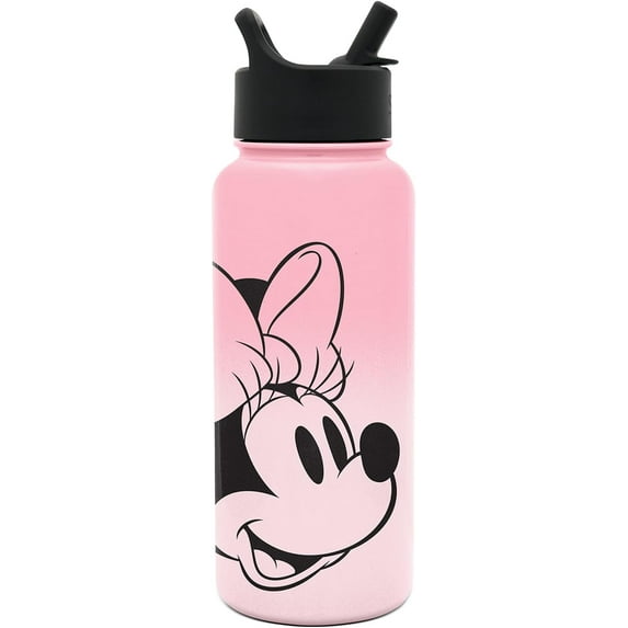 Simple Modern Disney Minnie Mouse Water Bottle with Straw Lid Vacuum Insulated Stainless Steel Metal Thermos | Gifts for Women Men Reusable Leak Proof Flask | Summit Collection | 32oz