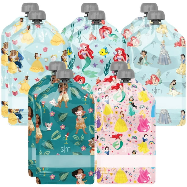 Simple Modern Disney Reusable Baby Food Pouches for Toddlers BPA Free Plastic Food Safe Freezer Safe Refillable for Applesauce Yogurt Puree Squeeze Pouch 10 pack 5oz Disney Princesses Walmart Business...