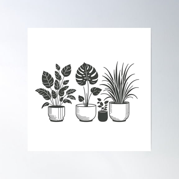 Simple Modern Indoor Plants Poster Wall Art, Modern Wall Decor For Living Room Bedroom, 16x16 UNFRAMED