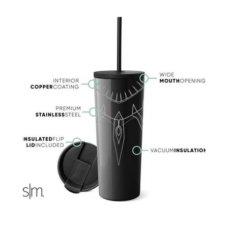 Simple Modern Insulated Black Panther 24oz Tumbler W/Flip Lid and Straw Lid