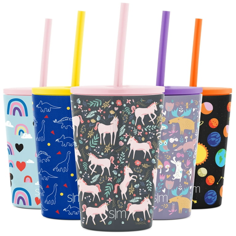 Simple Modern Kids Cup 12oz Classic Tumbler with Lid and Silicone Straw -  Vacuum Insulated Stainless Steel Cups For Toddlers Girls And Boys Unicorn  Fields 