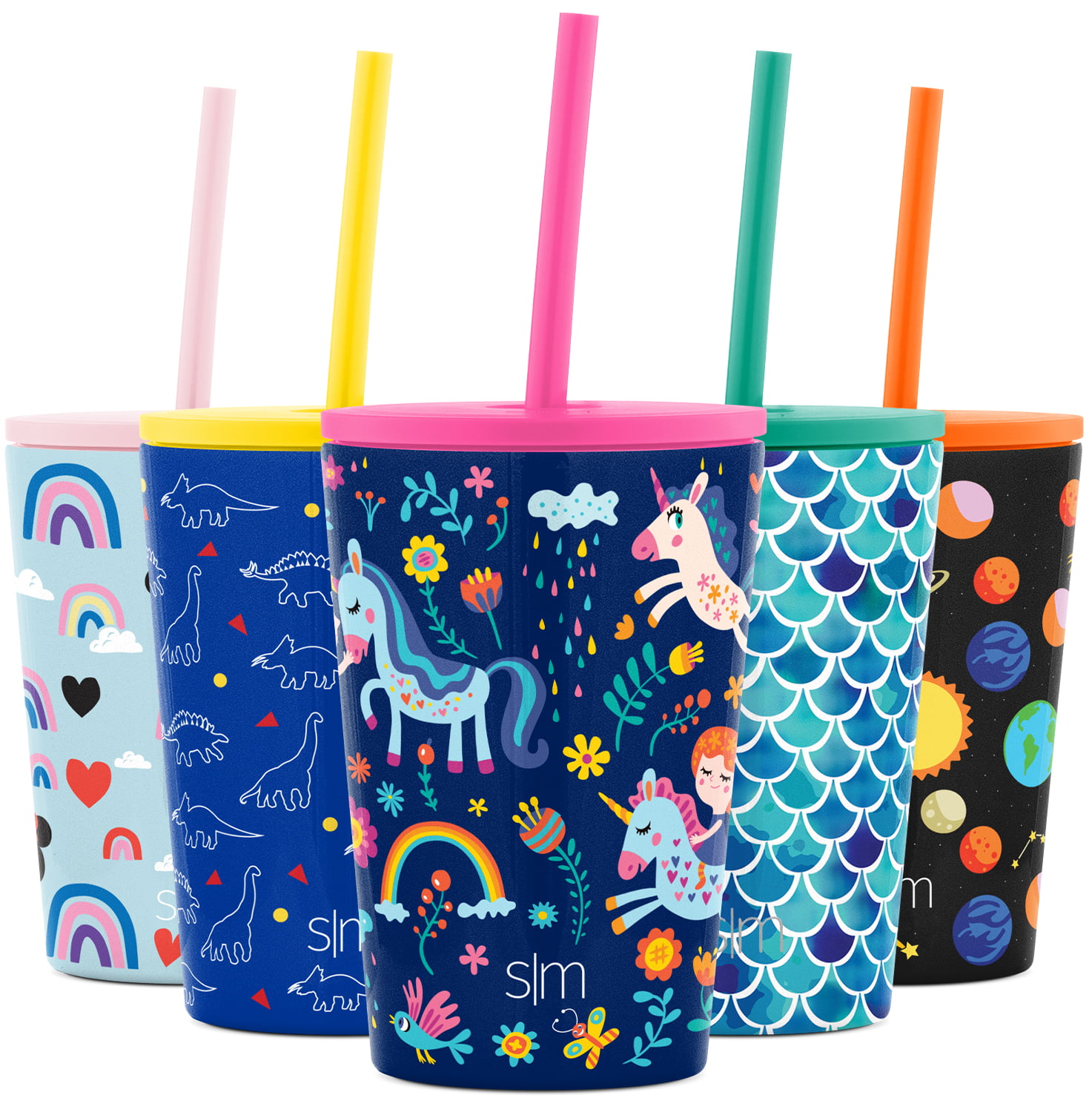 Simple Modern Kids Cup 12oz Classic Tumbler With Lid and Silicone Straw -  Vacuum Insulated Stainless Steel For Toddlers Girls Boys Little Monsters 