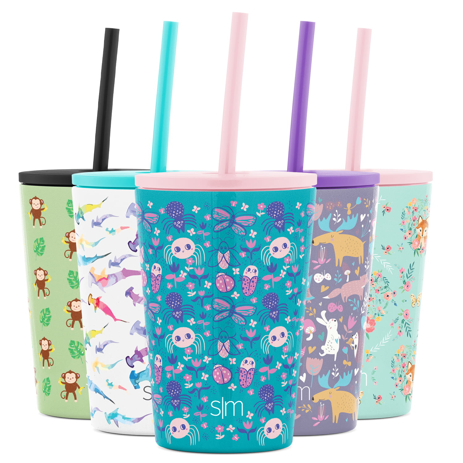 Zubebe 6 Pack Kids Cups with Straw Lid Toddler Smoothie Cup  Spill Proof Vacuum Stainless Steel Insulated Tumbler Water Bottle for Kids  Girls Boys (12 oz): Tumblers & Water Glasses