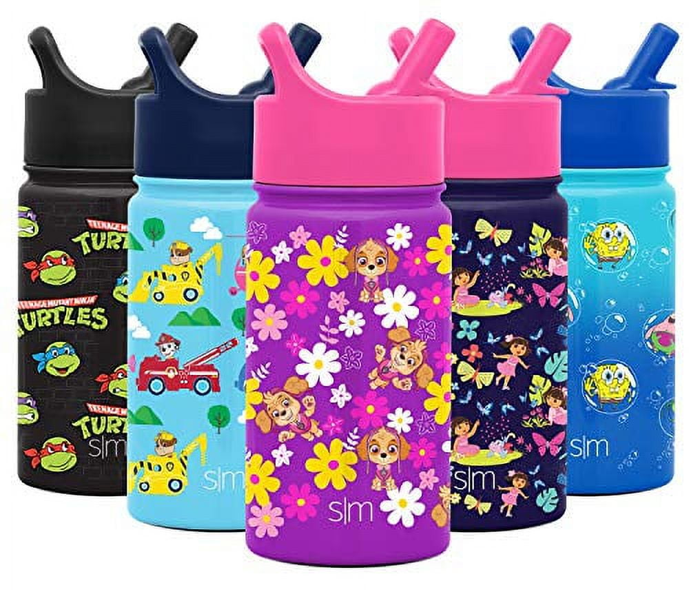 GetUSCart- Simple Modern Kids Insulated Water Bottle Cup with Straw  Stainless Steel Flask Metal Thermos for Toddlers Boys and Girls 14oz Blue  Dino