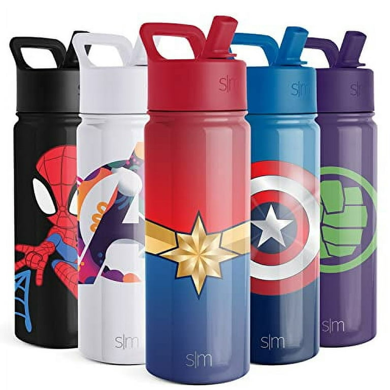  Simple Modern Marvel Captain America Kids Water Bottle with  Straw Lid, Insulated Stainless Steel Reusable Tumbler Gifts for School,  Toddlers, Boys, Summit Collection