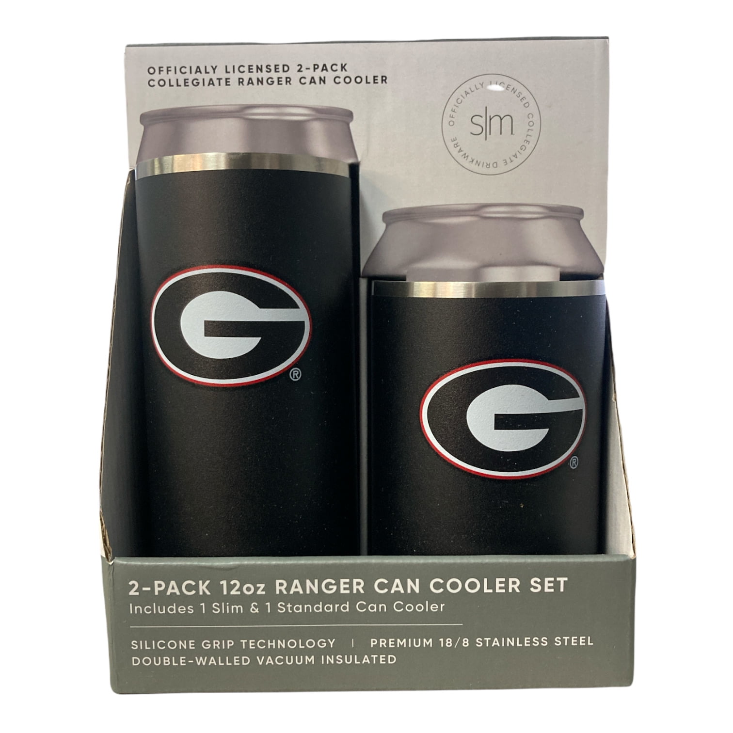 Simple Modern NCAA unisex Collegiate Ranger Can Cooler - Georgia Black/Black