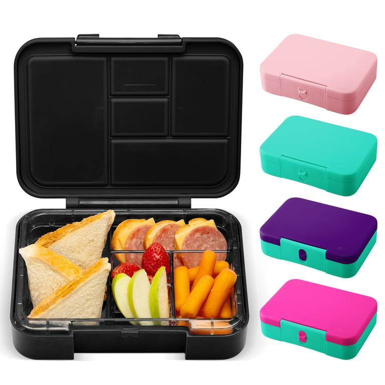 Simple Modern Porter Bento Lunch Box for Kids - Leakproof Divided Container  with 5 Compartments for Toddlers, Men, and Women - Midnight Black 