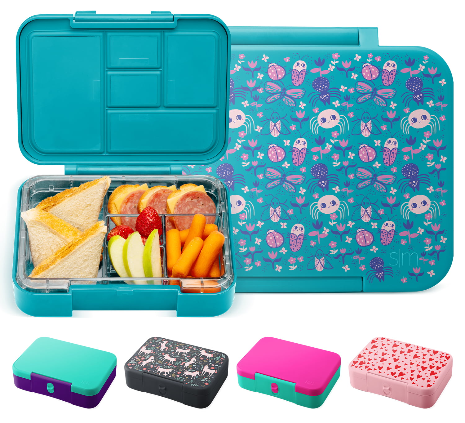 Simple Modern Porter Bento Lunch Box for Kids - Leakproof Divided Container  with 5 compartments for Toddlers, Men, and Women Pattern: Ladybug Garden 