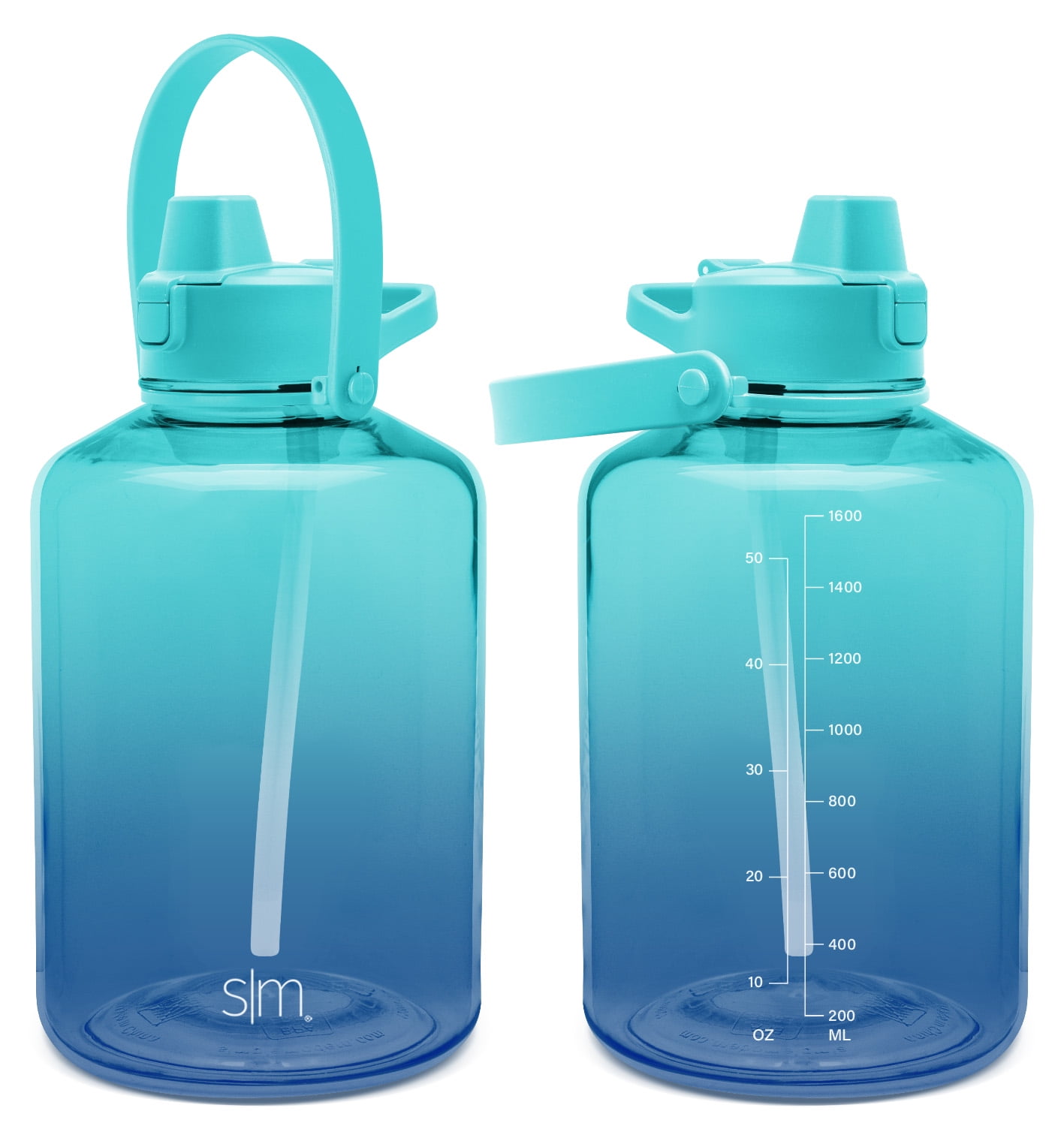 Simple Modern Half Gallon 64 oz Water Bottle with Push Button Silicone  Straw Lid & Motivational Measurement Marker, Large Reusable Tritan Plastic  Water Jug, Summit Collection