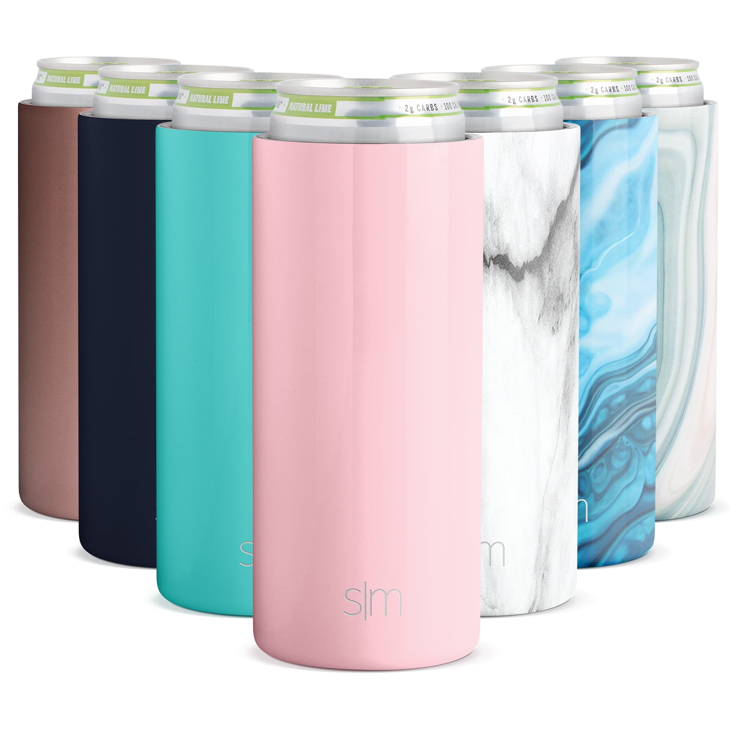Slim Can Cooler Insulated Skinny Stainless Steel Doucle Freezable Can Cooler Sleeve Hard Seltzer 12 oz Slim Cans (Lemon)