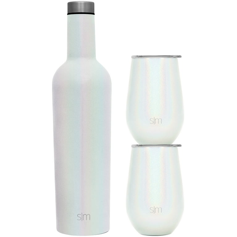 Simple Modern Spirit Wine Bundle - 2 12oz Wine Tumbler Glasses with Lids 1 Wine Bottle - Vacuum Insulated 18/8 Stainless