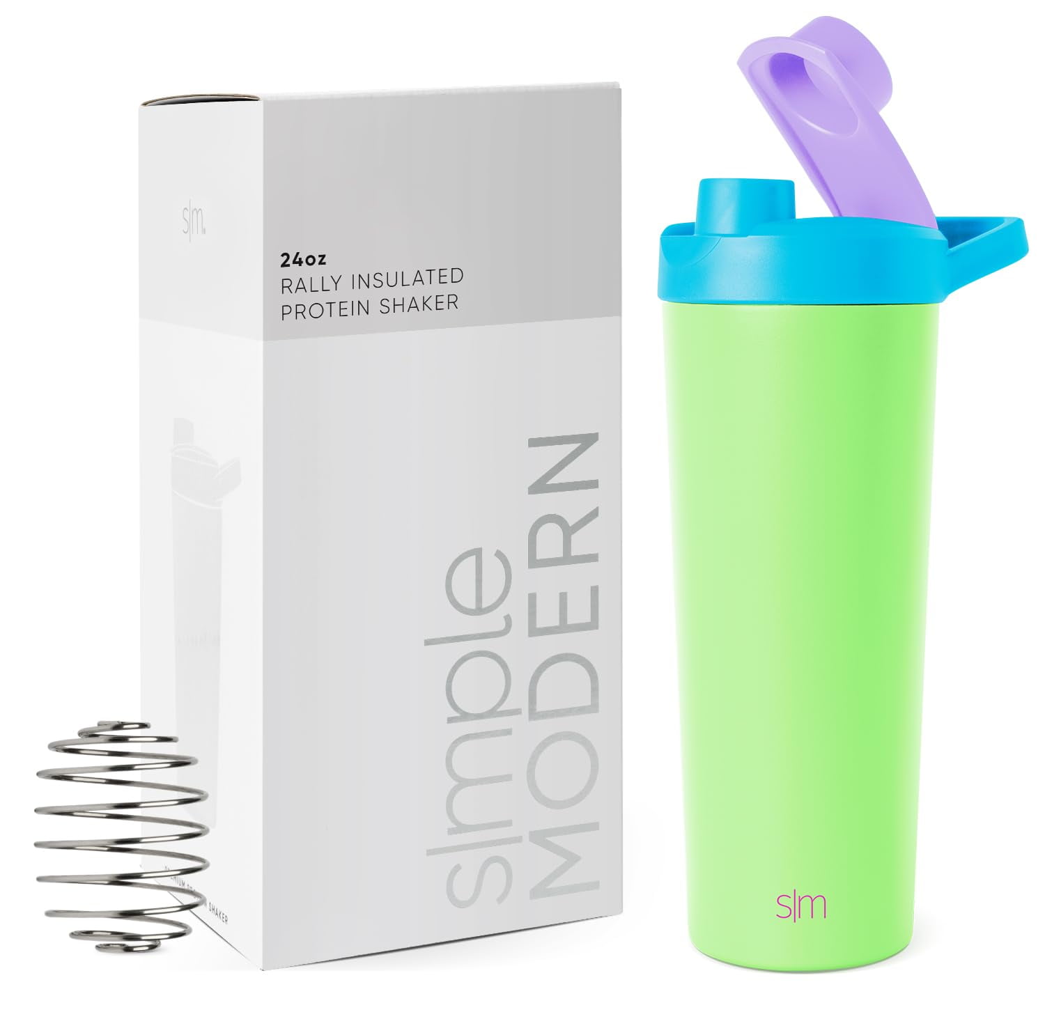 Simple Modern Stainless Steel Shaker Bottle with Ball 24oz Metal Insulated Cup for Protein