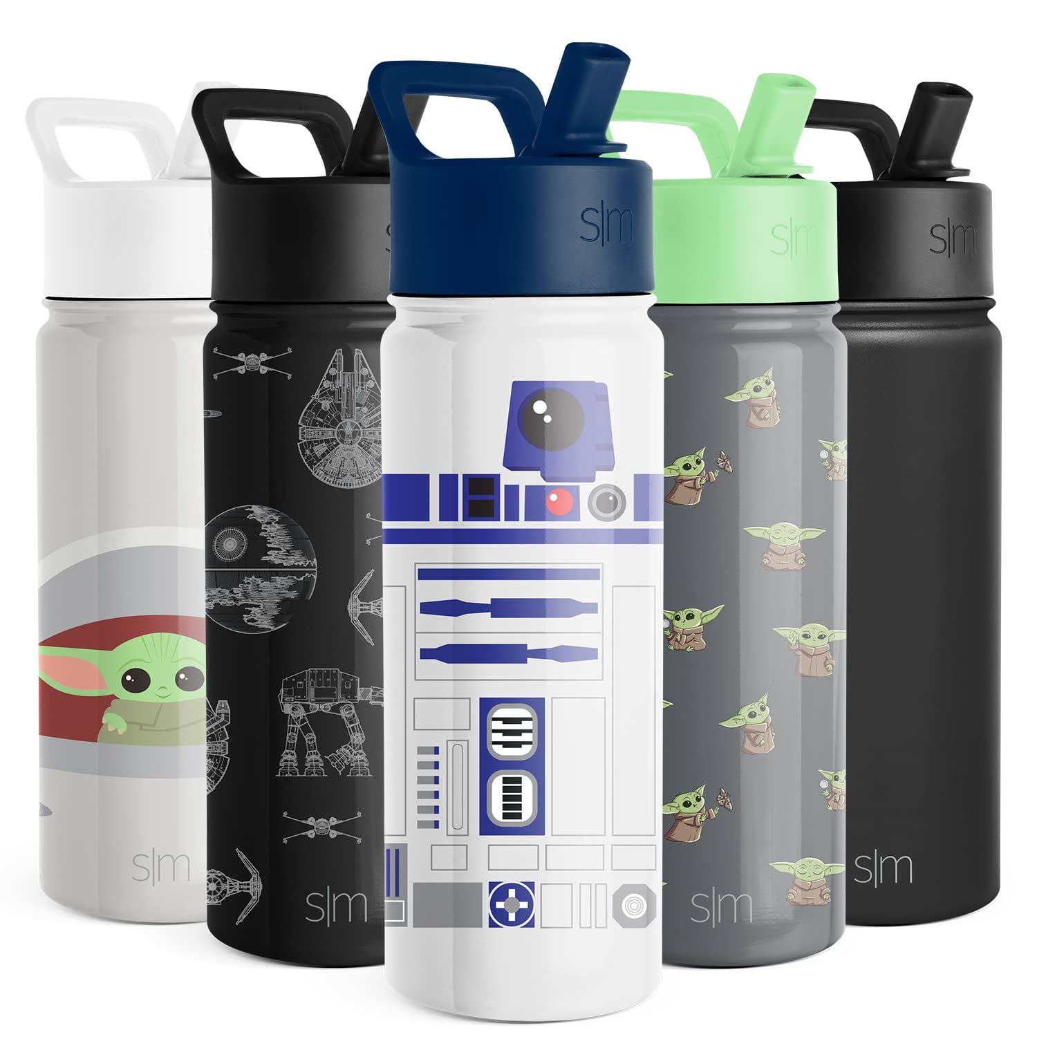 Simple Modern Star Wars Baby Yoda Grogu Water Bottle for Kids | Reusable Cup with Straw Lid Insulated Stainless SteelTumbler Gifts for Toddlers Boys | Summit Collection | 18oz R2D2