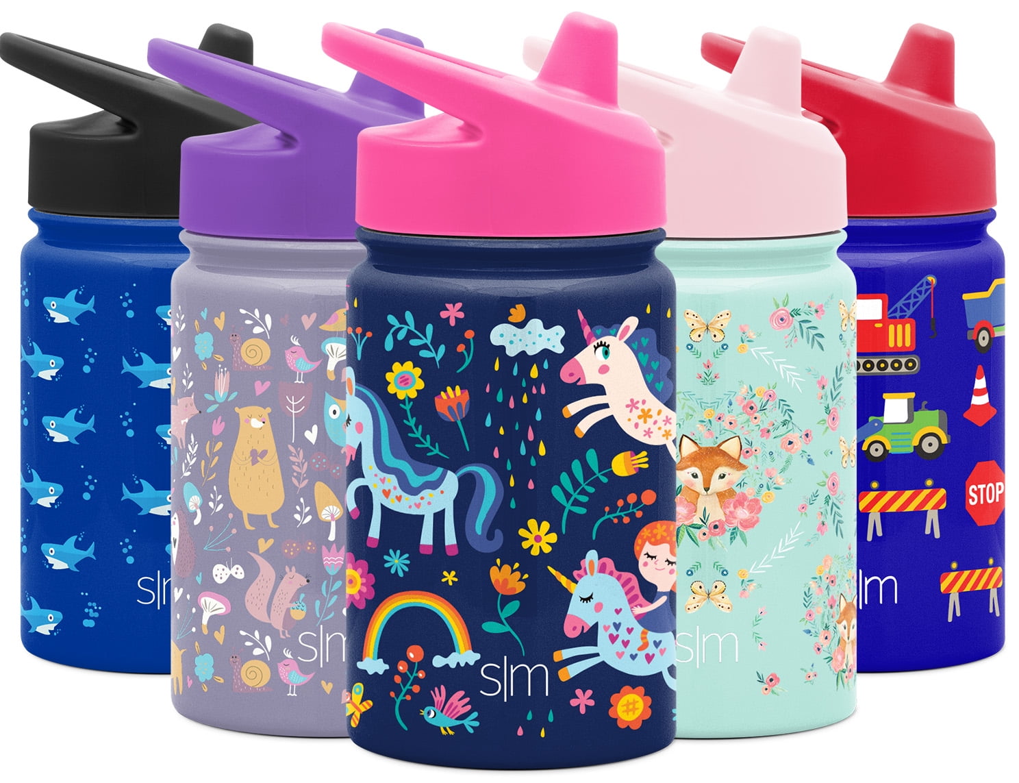 Summit Kids Water Bottle with Straw Lid - 14oz Unicorn Rainbows - Elegant  Mommy