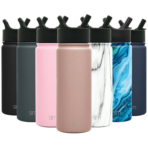 Simple Modern Summit 18 oz Rose Gold Double Wall Vacuum Insulated Stainless Steel Water Bottle with Straw and Flip-Top Lid