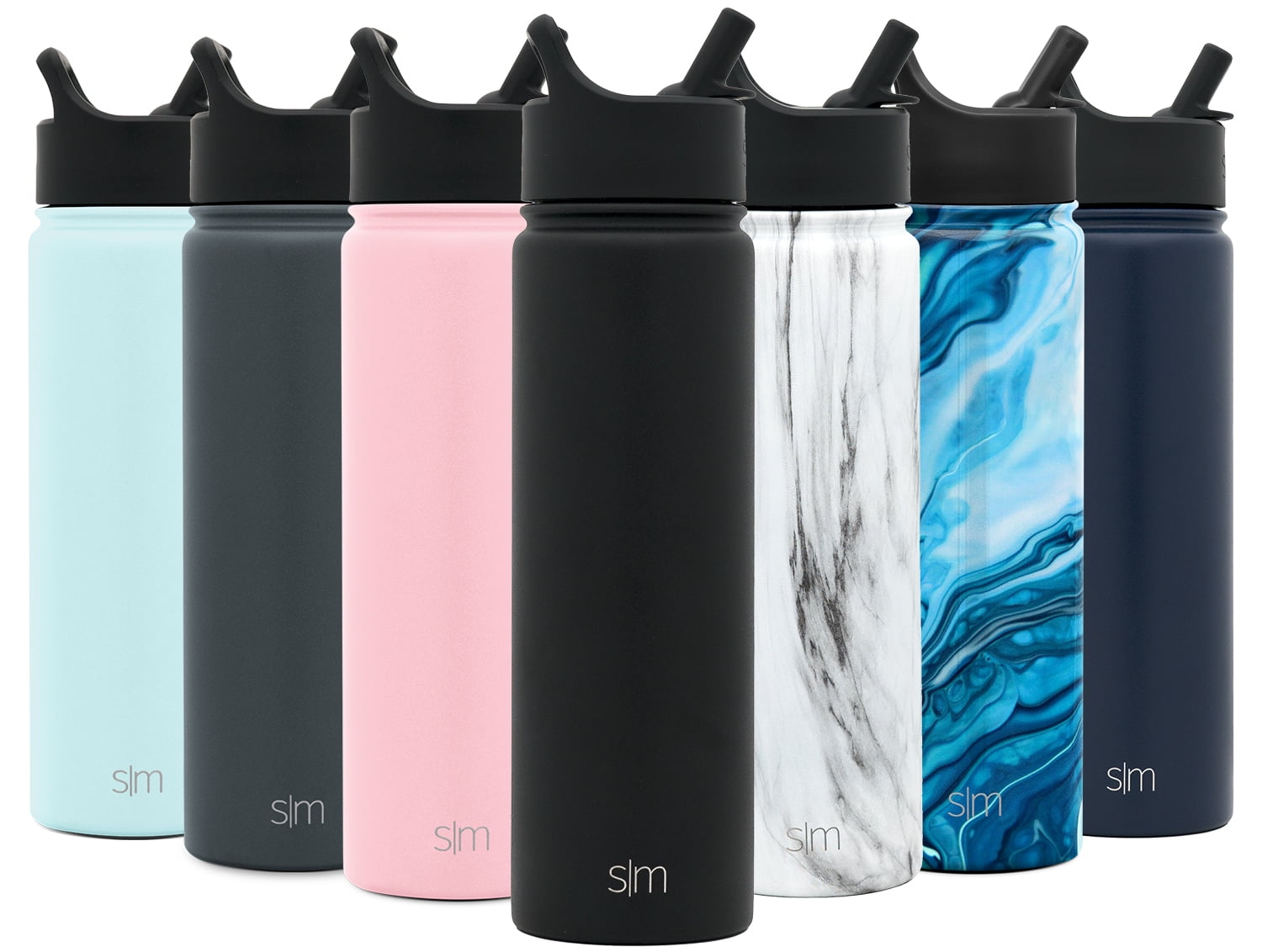 Simple Modern Summit 22 oz Midnight Black Double Wall Vacuum Insulated  Stainless Steel Water Bottle with Wide Mouth and Straw Lid 