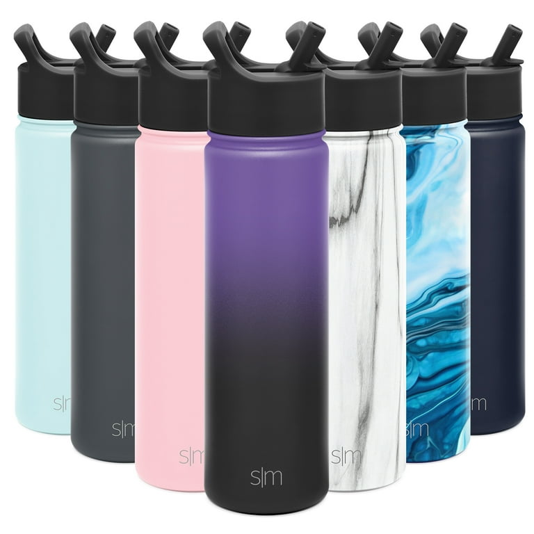 Simple Modern Summit 22 oz Ombre and Violet Sky Double Wall Vacuum  Insulated Stainless Steel Water Bottle with Straw and Flip-Top Lid 