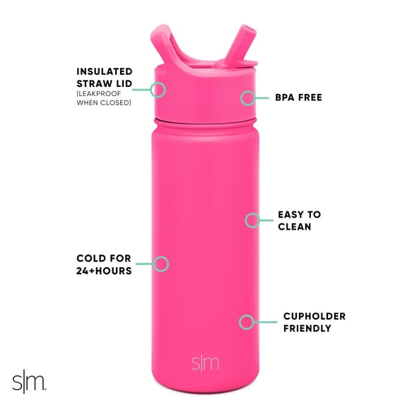 Simple Modern Summit Water Bottle Straw Lid Vacuum Insulated Stainless Steel Bottle | 18 fl oz