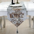 thumbnail image 1 of Simple Modern Table Runners, Elegant Table Runner Vintage Jacquard Table Runners With Tassels For Holiday Party Dining Table Decoration-Gray-32x180cm, 1 of 7