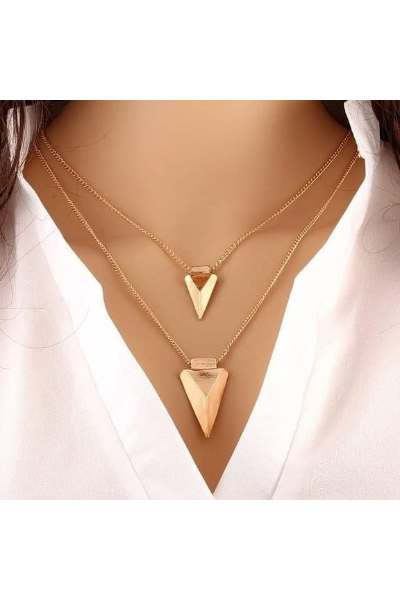 Simple Multilayer Triangle Dainty Necklace,Sweater Chain Chain Clothes Women Accessories