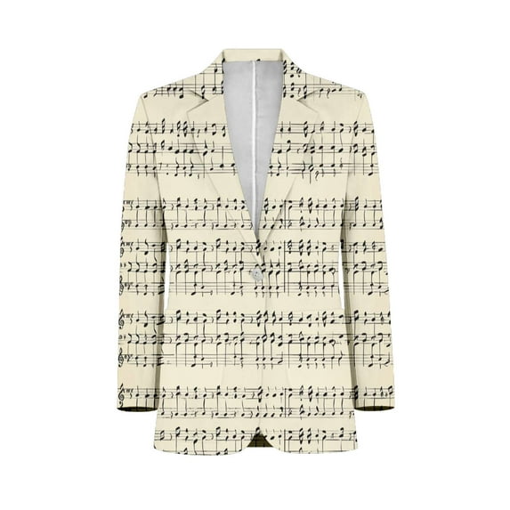 Simple Musical Notation Men Blazers Slim Clothing Summer Jacket Man Oversize Daily Suits Tops