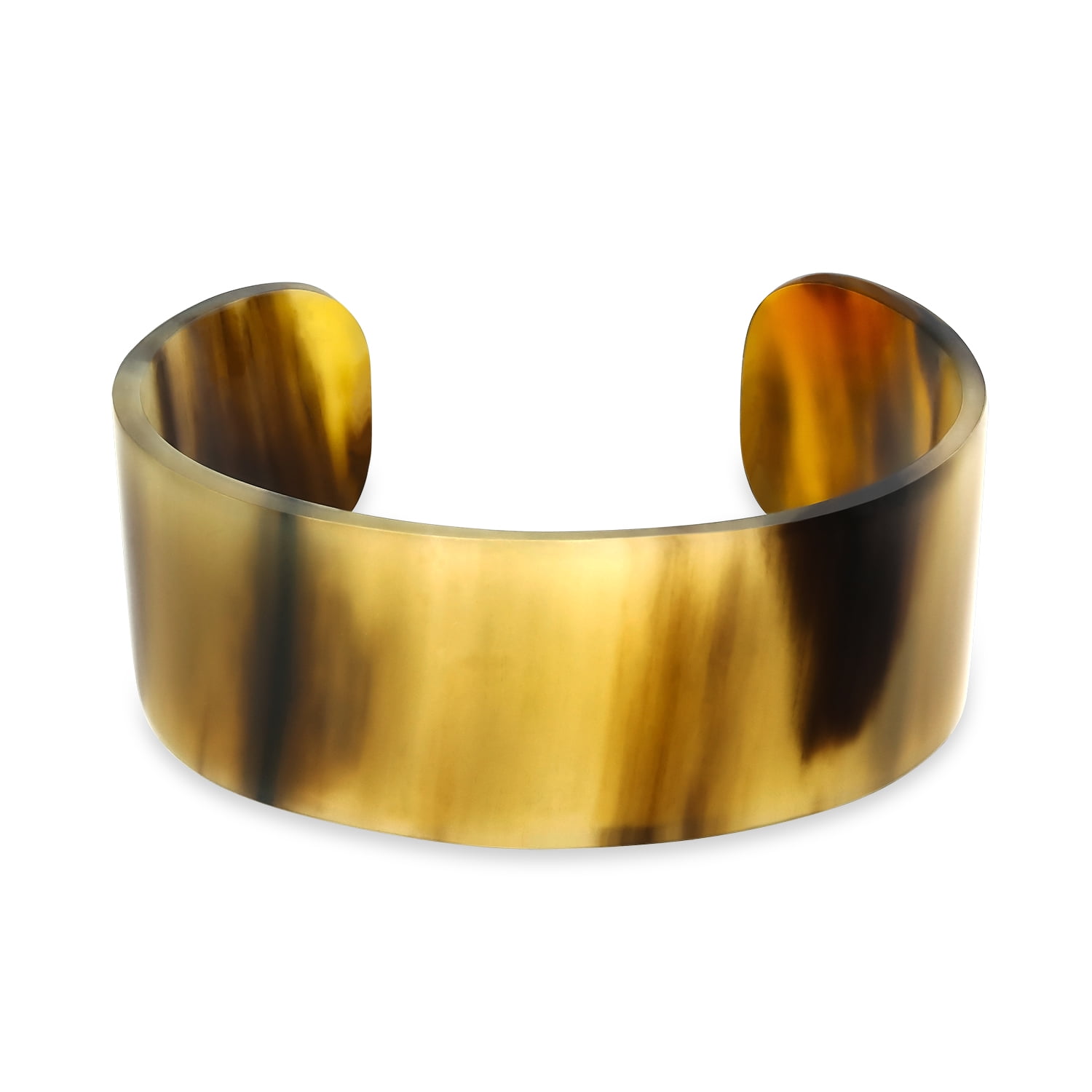 Simple Natural Buffalo Horn Brown Wide Cuff Bangle Bracelet