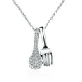thumbnail image 1 of Simple Necklace for Women, W Necklaces for Women Spoon Fork with Cubic Zirconia Silver Trendy Necklaces Rolo Chain, 1 of 5
