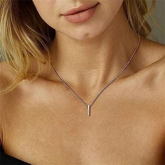 Simple Necklaces for Women, Adjustable Necklace Chain, Double Circle Layered Y Necklace Chain, Silver
