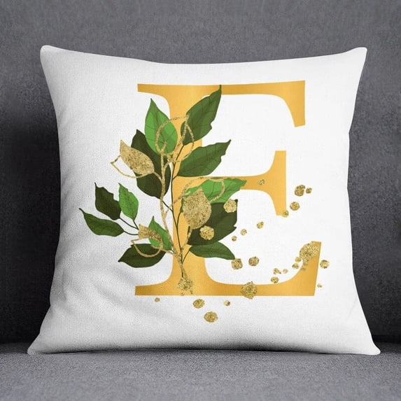 Simple Nordic Yellow Cartoon Flower Plant Letter Pillowcase Home Decoration Car Sofa Cushion Cover