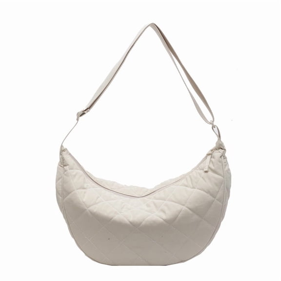 Simple Nylon Fabric Single-shoulder Crossbody Bag, Checkered Quilted Dumpling Bag, Versatile Crossbody Bag for Both Men and Women