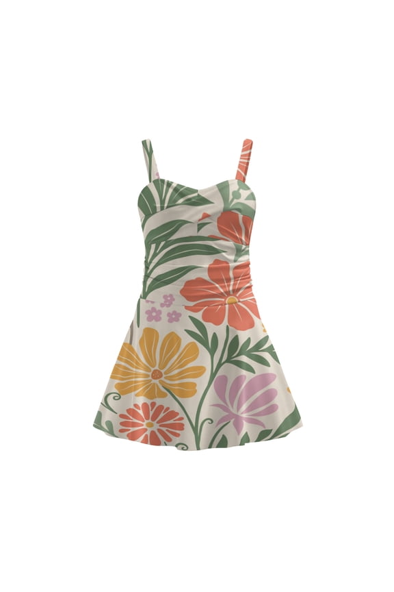 Simple One Piece Swimdress Swimsuits for Women Tummy Control Swim Dresses Skirt Bathing Suit M